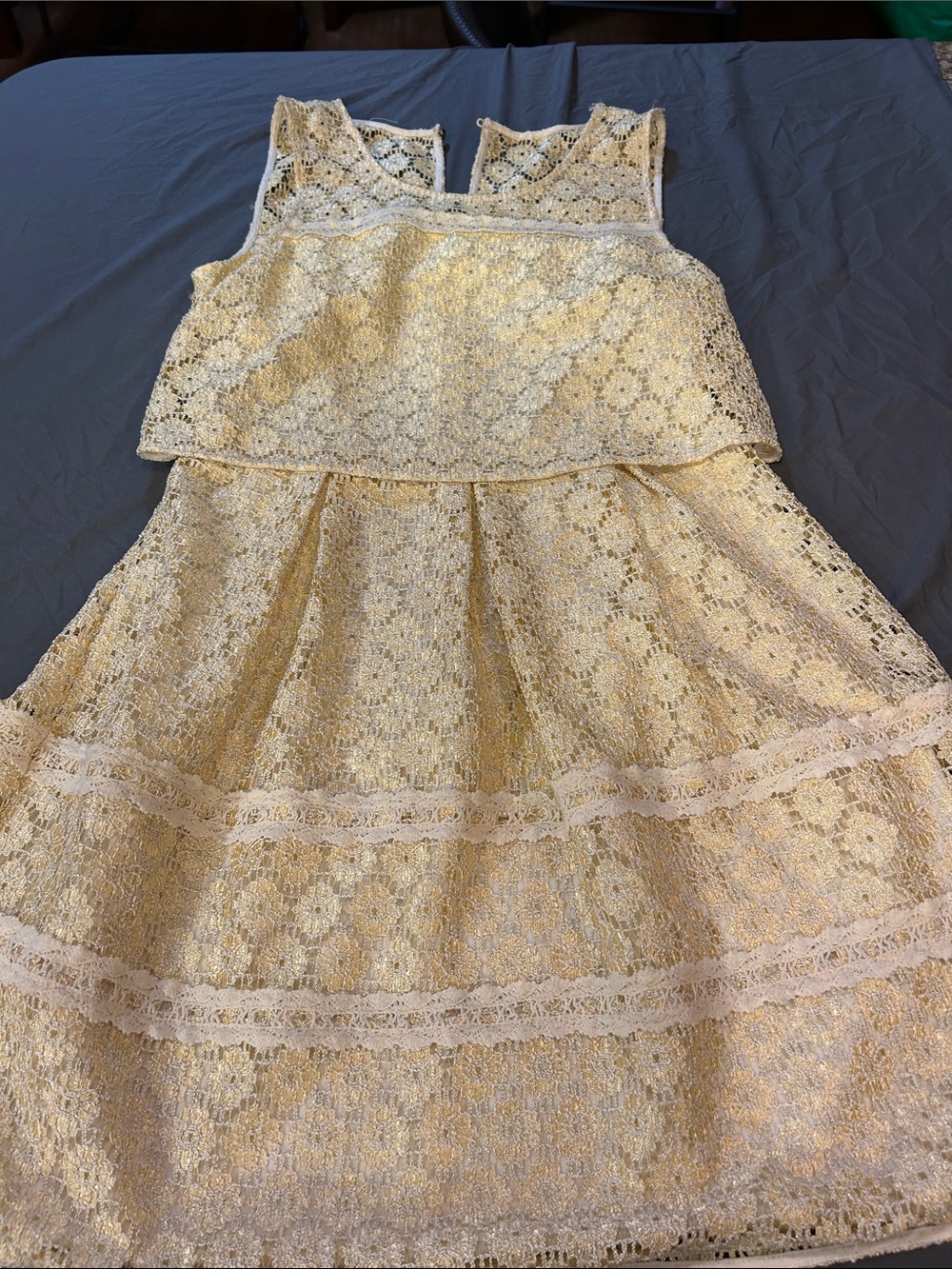 Jessica Simpson Cream Lace Tiered Midi Dress